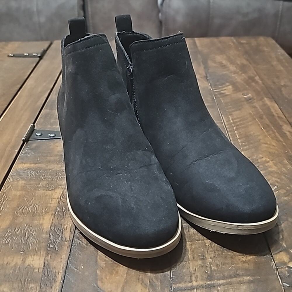 Women's Black Suede Inner Side Zip-up Boots sz 9